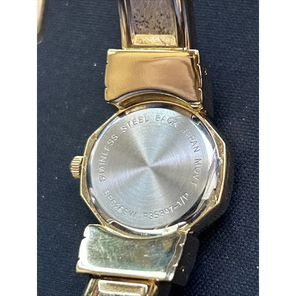 Gold Tone Red Stones Women’s Cuff Watch
